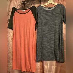 LuLaRoe Coral and Gray Dresses set